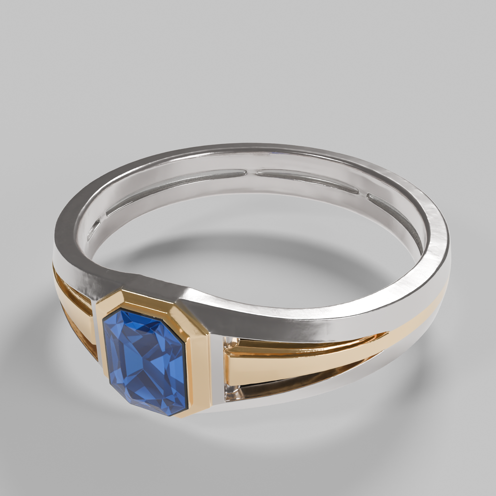 [BS-U-FOTO-04] Anello Ottagono Pietra Blu