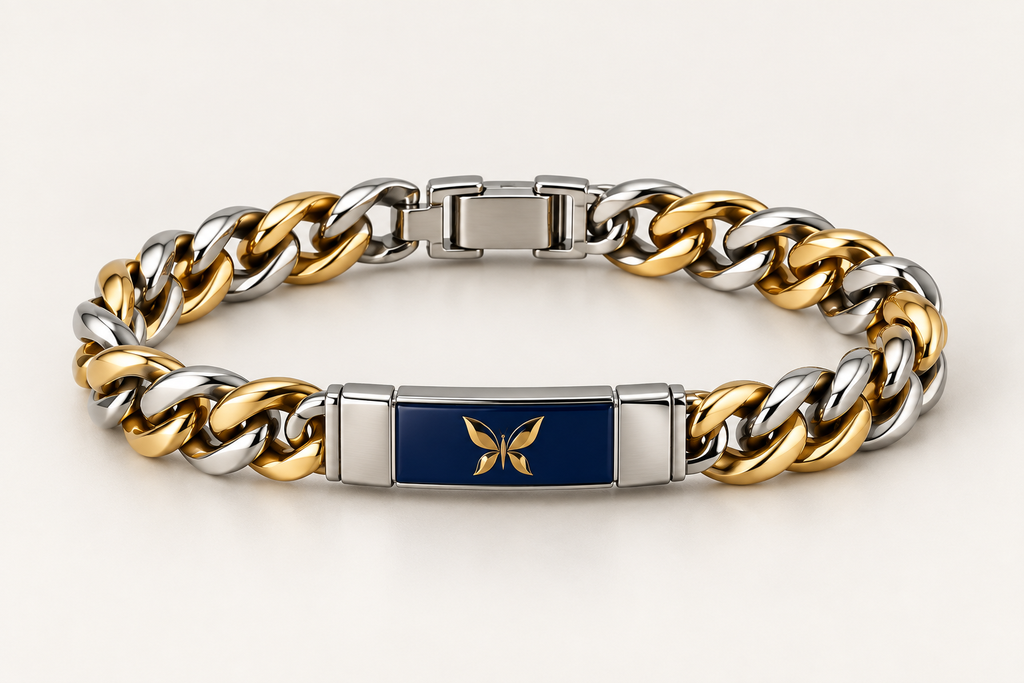 [BS-U-FOTO-07] Bracciale Catena Targa Butterfly
