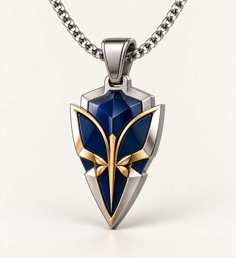 [BS-U-FOTO-10] Collana Scudo Butterfly Blu