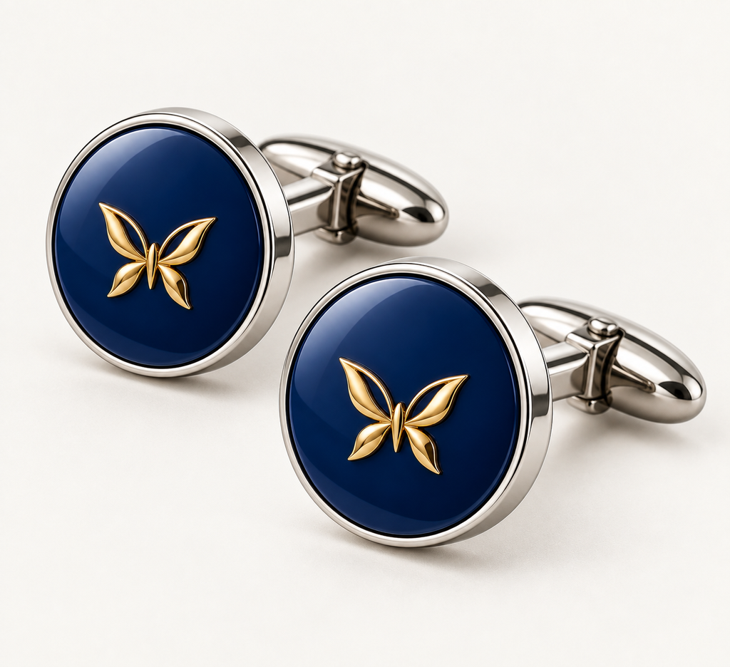 [BS-U-FOTO-12] Gemelli Tondi Butterfly Blu