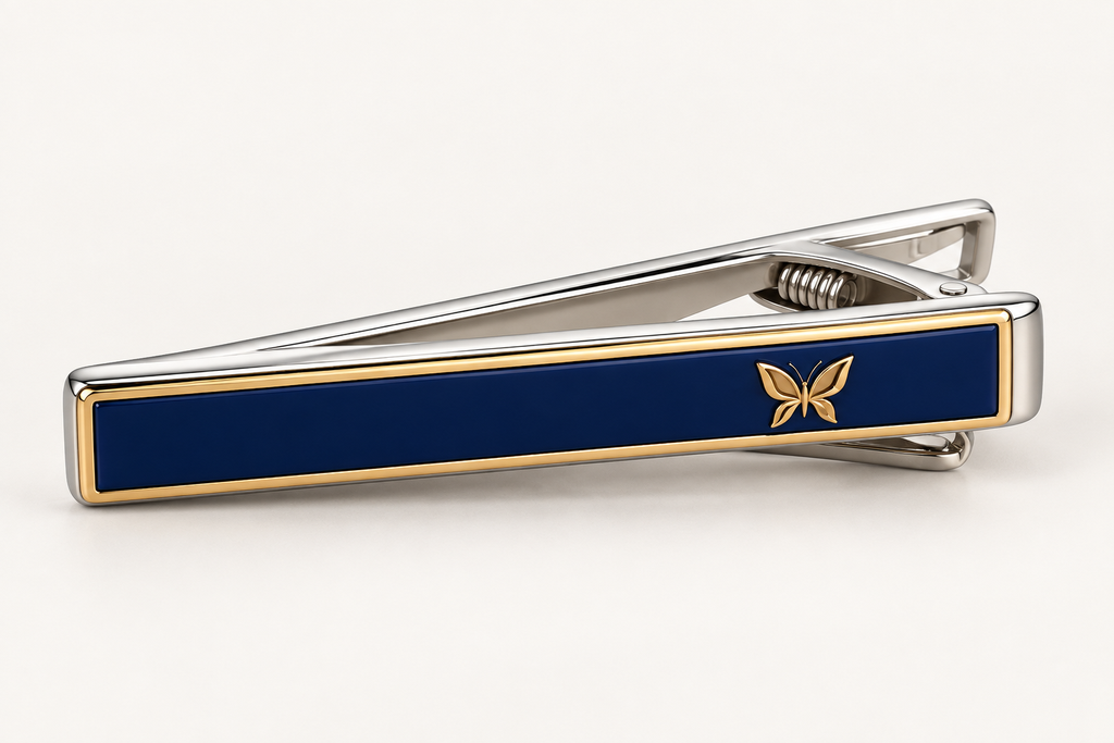[BS-U-FOTO-15] Fermacravatta Linea Butterfly Blu